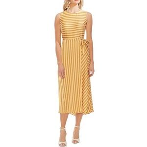 Vince Camuto Yellow Striped Midi Dress Woman Size 2